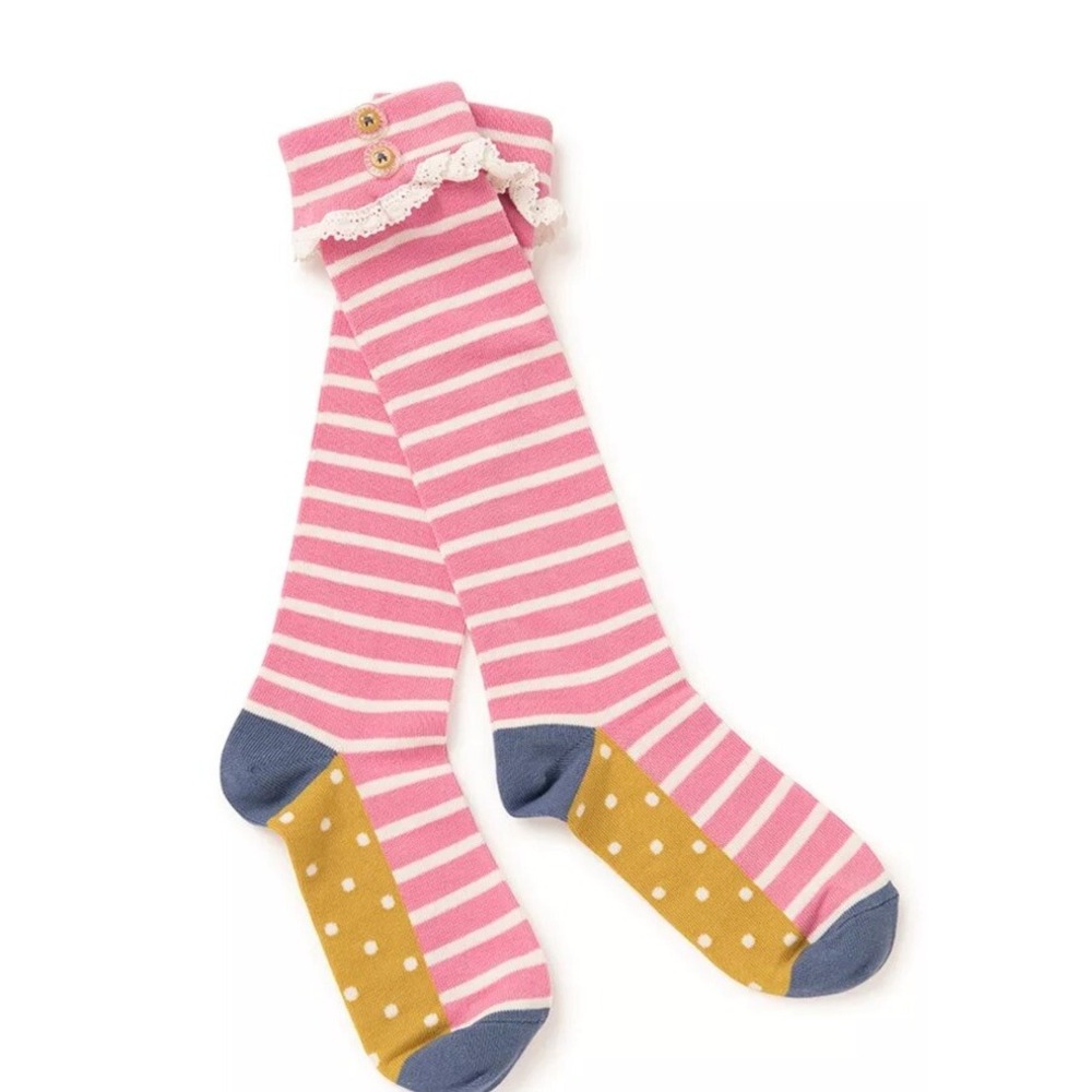 Matilda Jane Girls Locker Combo Pink Striped Socks Size Medium New - Picture 2 of 2